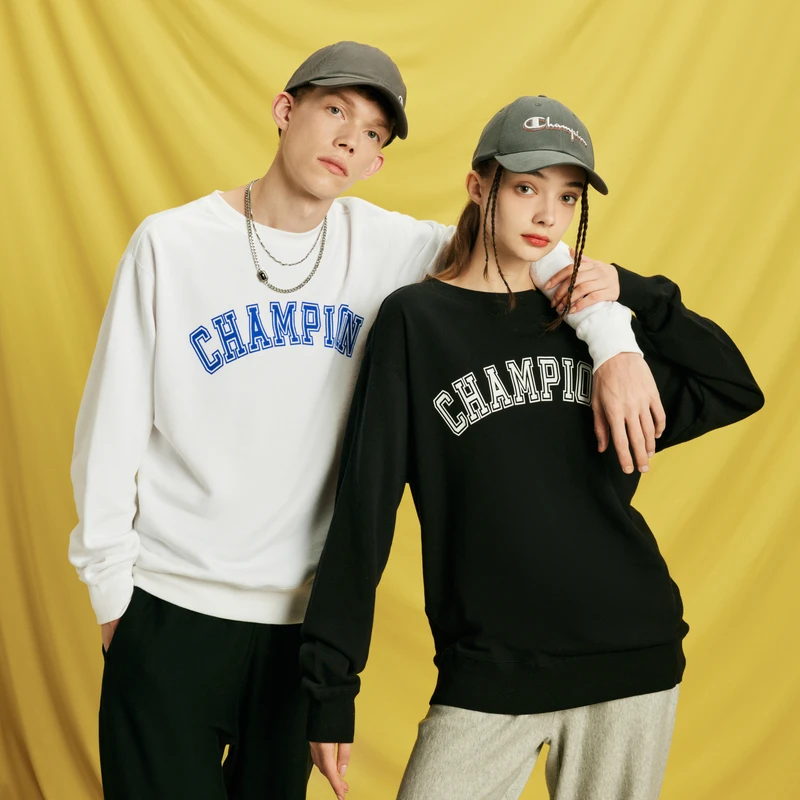 Champion2022秋季新款印花LOGO潮牌圆领情侣运动长袖卫衣 C3-W017