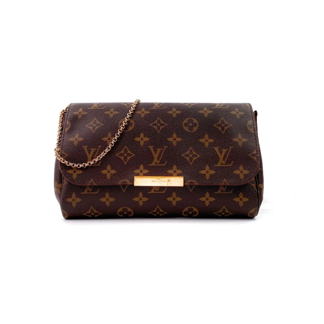 95新 LouisVuitton/路易威登 老花金标挚爱腋下链条单肩包小号