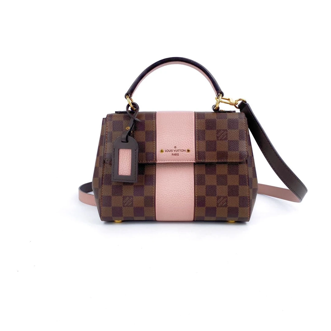 99新 LouisVuitton/路易威登 棋盘格拼粉色克鲁尼邮差手提单肩包