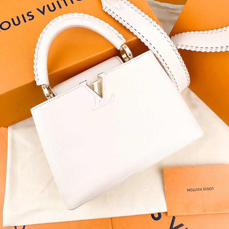 全新未使用 LouisVuitton/路易威登 芯片粉金编织肩带手柄CAP BB