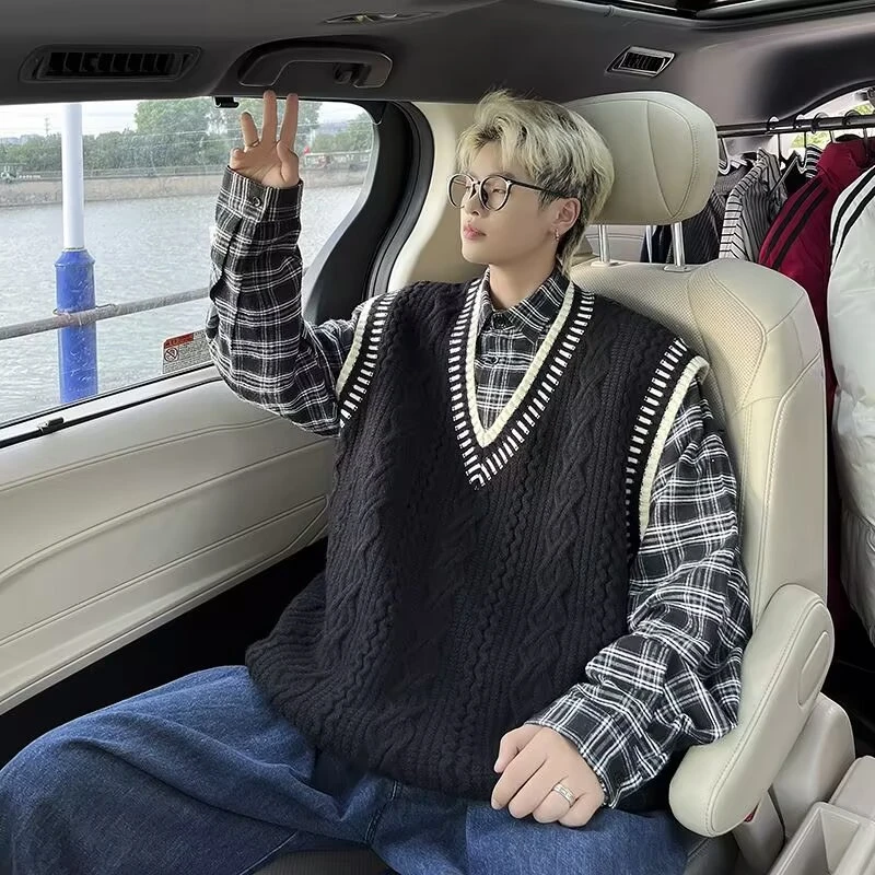 三件套春秋男装学院风休闲毛衣马甲套装男韩版帅气一套dk制服毛衣