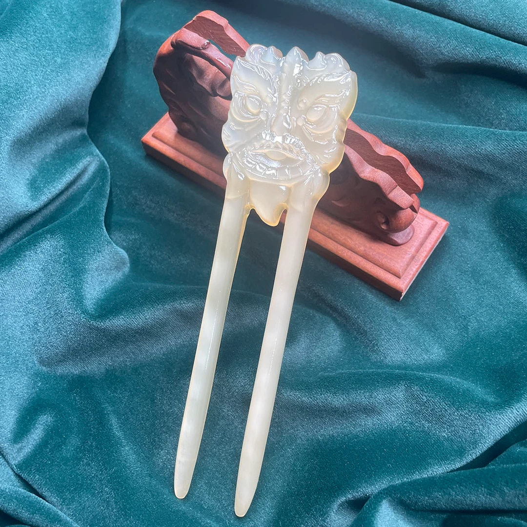 天然羊角精雕国风