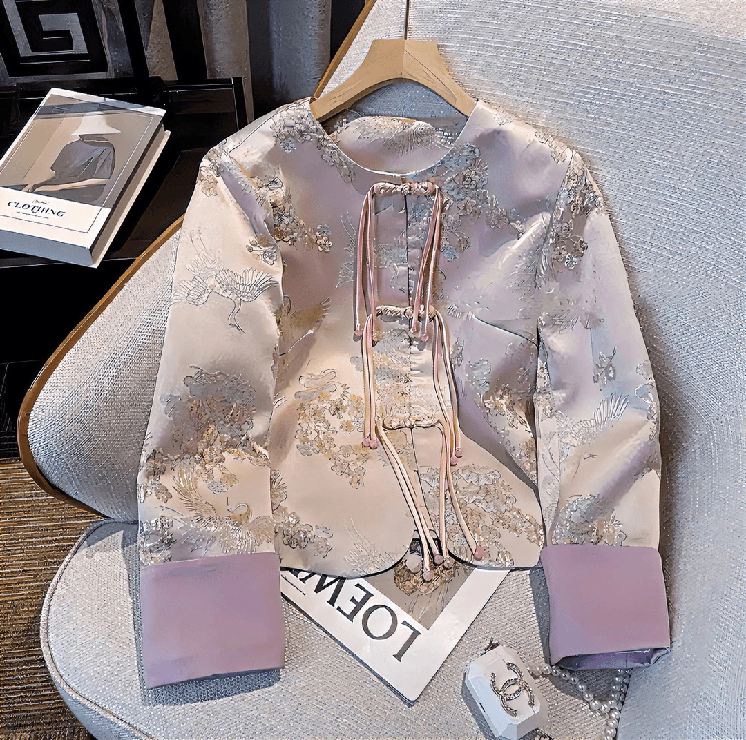 【梅花仙鹤】新中式冬季加棉气质时尚复古盘扣减龄百搭保暖棉服女