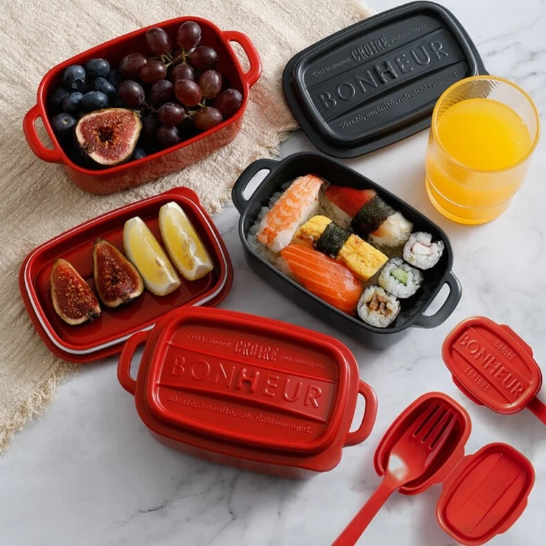 日本进口双耳食物收纳盒便当盒冰箱水果沙拉保鲜盒仿日本进口餐具