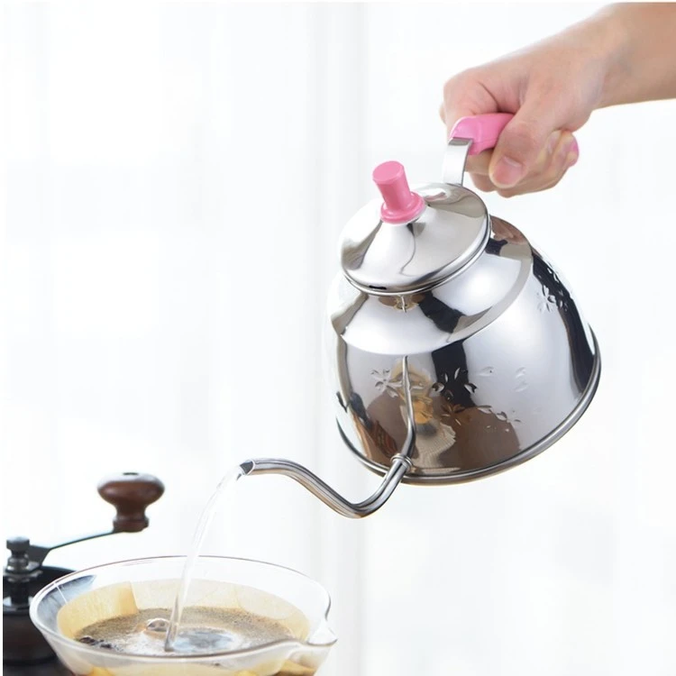 日本进口YOSHIKAWA手冲咖啡壶不锈钢细嘴壶樱花暗纹