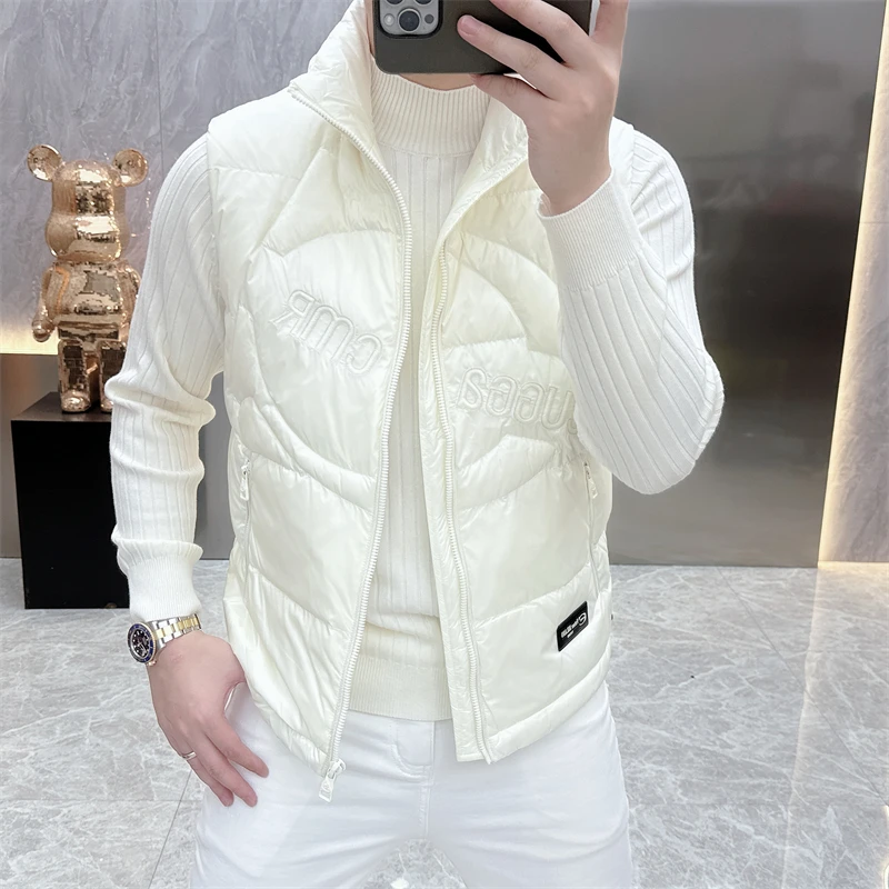 冰希简欧.轻奢潮牌男士立领马甲纯色高品质时尚外套2024秋冬新款