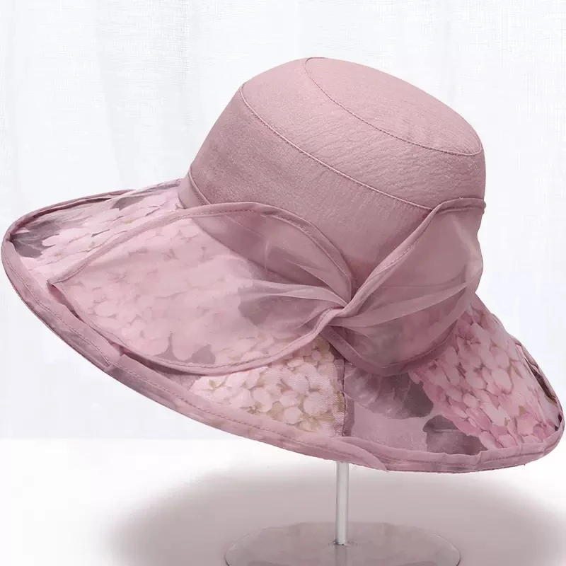 中年妈妈帽子女春夏天防晒大檐洋气薄款遮阳帽老人透气奶奶太阳帽