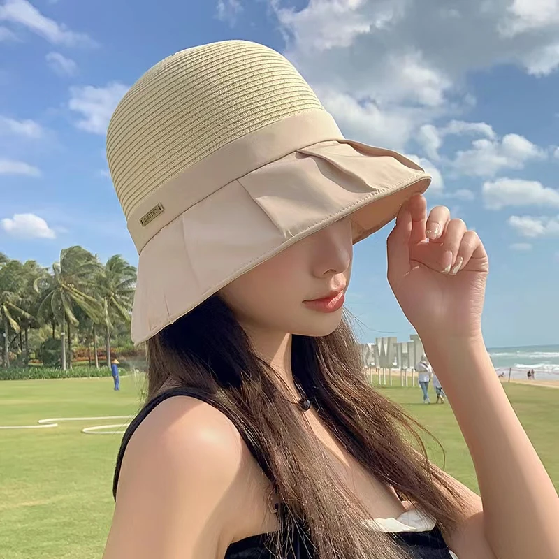 帽子女春夏天渔夫帽遮阳休闲防晒遮脸盆帽出游户外太阳帽百搭韩版