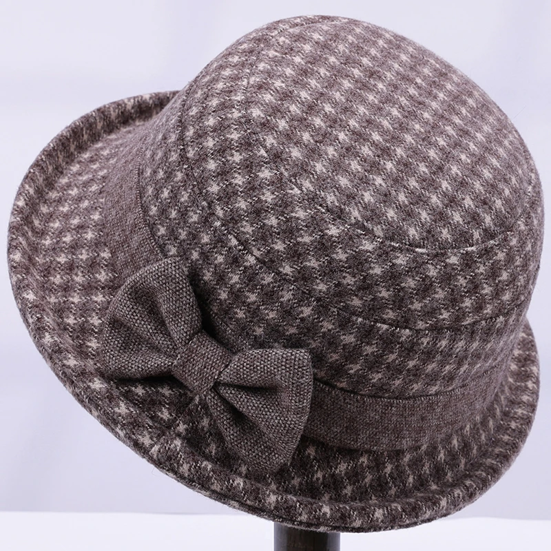老年人帽子女奶奶老太太秋冬毛呢保暖棉帽中老年妈妈洋气盆帽冬帽