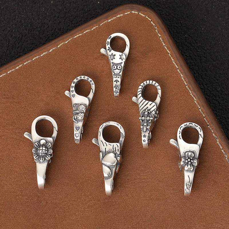 925银银制品 饰品DIY扣头配件双开口龙虾扣个性百搭双头弹簧扣子