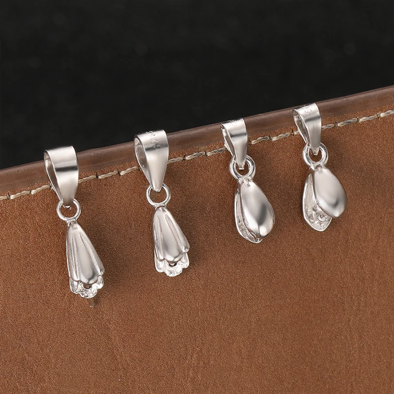 925银银制品 瓜子扣玉夹扣长针扣DIY饰品配件玉坠吊坠扣头卡扣子