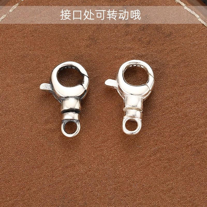 925银银制品 可转动扣头简约百搭龙虾扣弹簧扣子饰品DIY配件双色