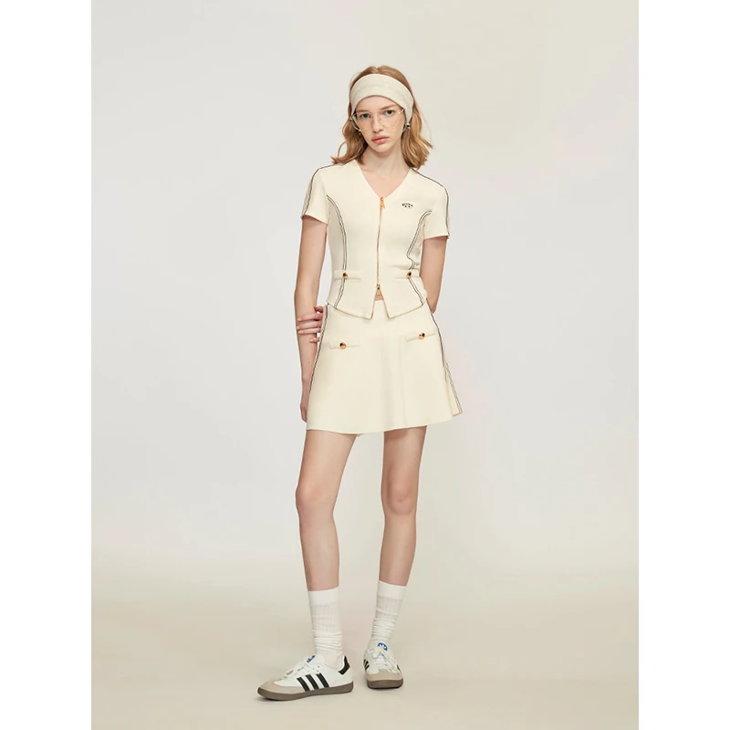 PINPINPLUS「都市运动」刘浩存同款复古小香短袖短裤套装8B66621KP