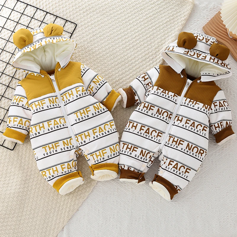 宝宝连体衣加厚棉服男宝宝外出服加绒冬款女宝宝新生儿新款哈衣