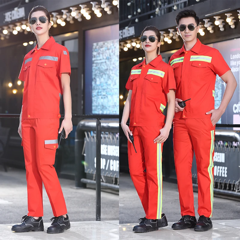 夏季短袖环卫工作服套装透气清洁公路养护工人物业保洁反光安全服