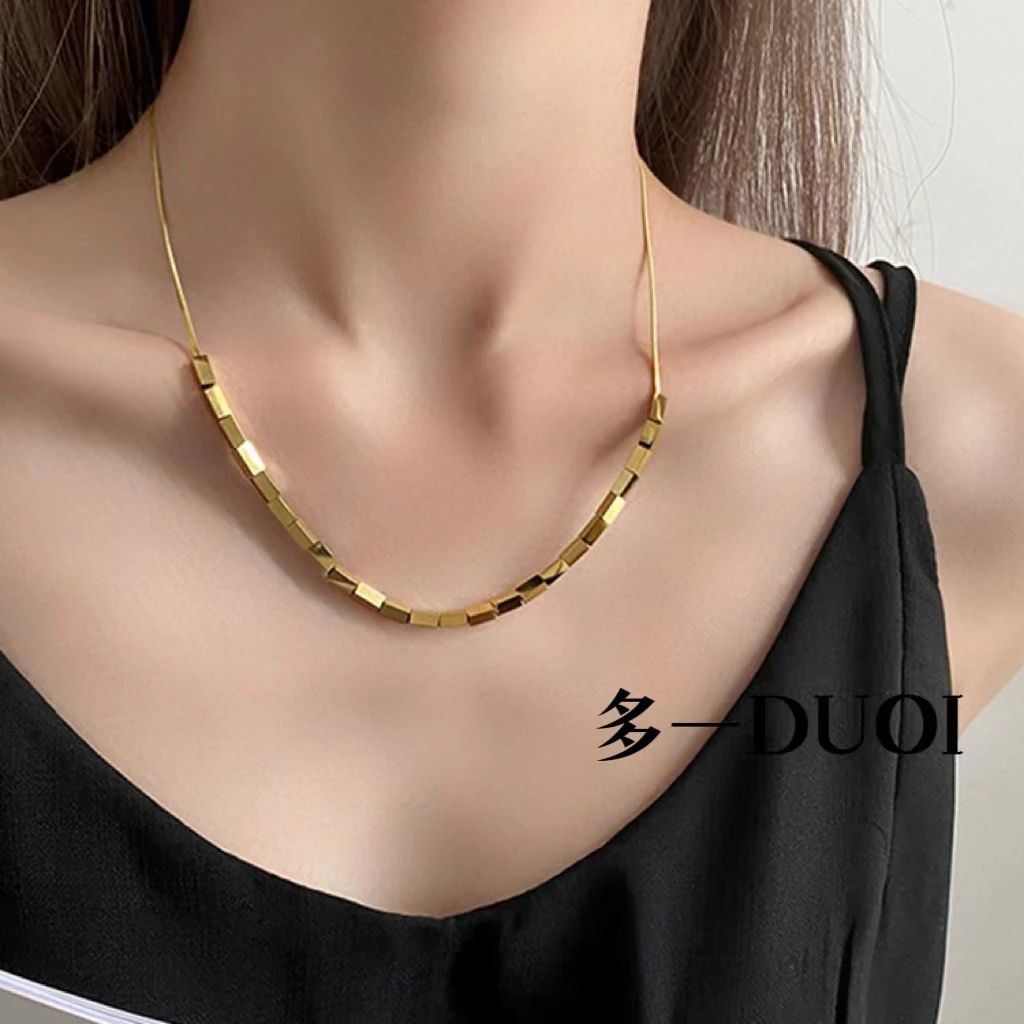 铁合金项链 白白自留【方管项链】小众冷淡风极简方管项链