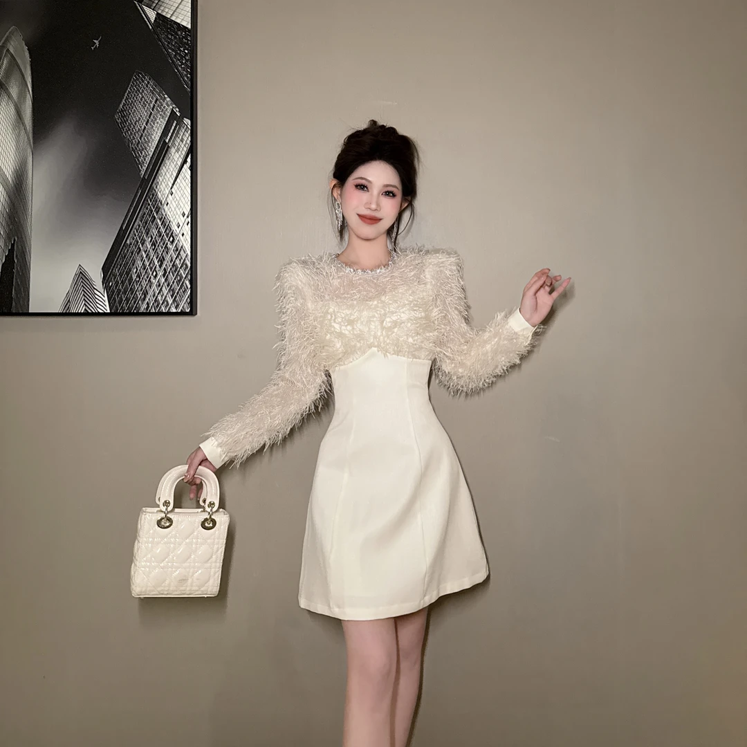 【惠子原创】法式小香风时尚名媛气质显瘦轻奢宴会连衣裙21395