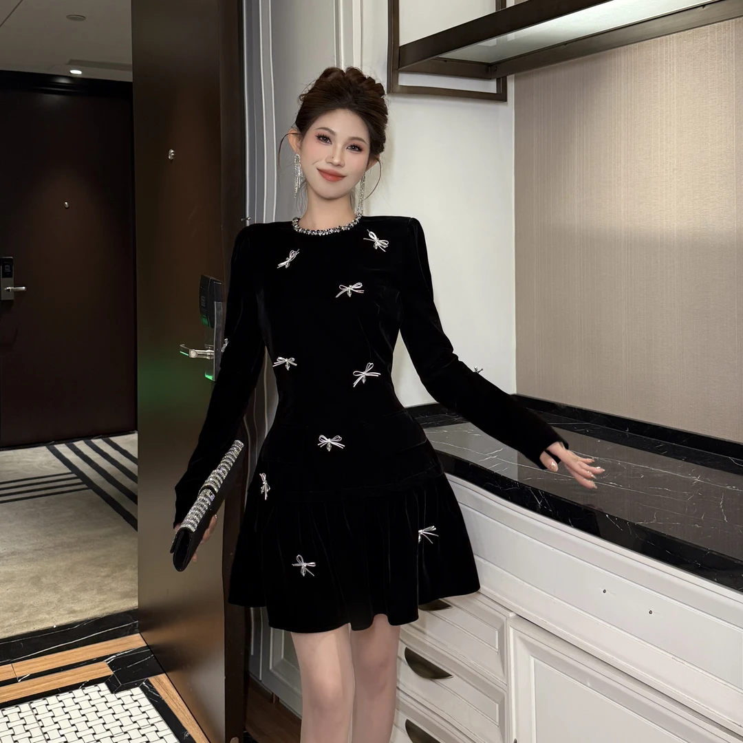 [惠子原创】时尚气质复古修身收腰显瘦中式设计感连衣裙21561