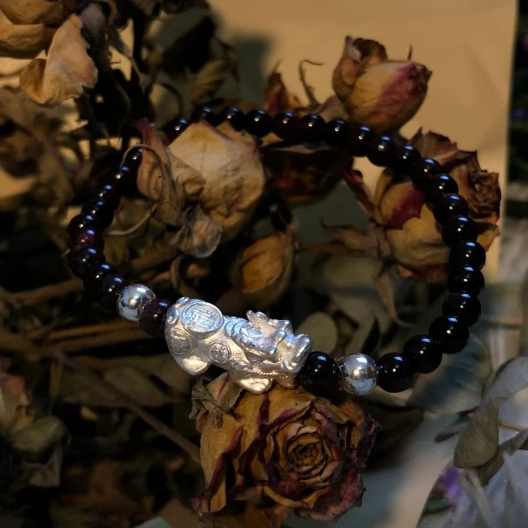 足银手链 足银瑞兽龙之九子貔貅手串手工气质轻奢时尚手编