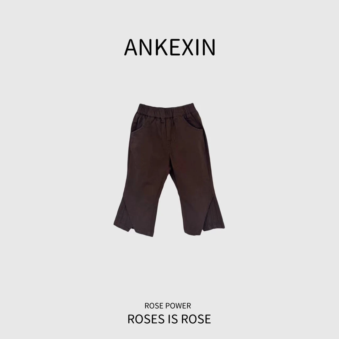 安可馨      秋款女童咖色喇叭裤       82119