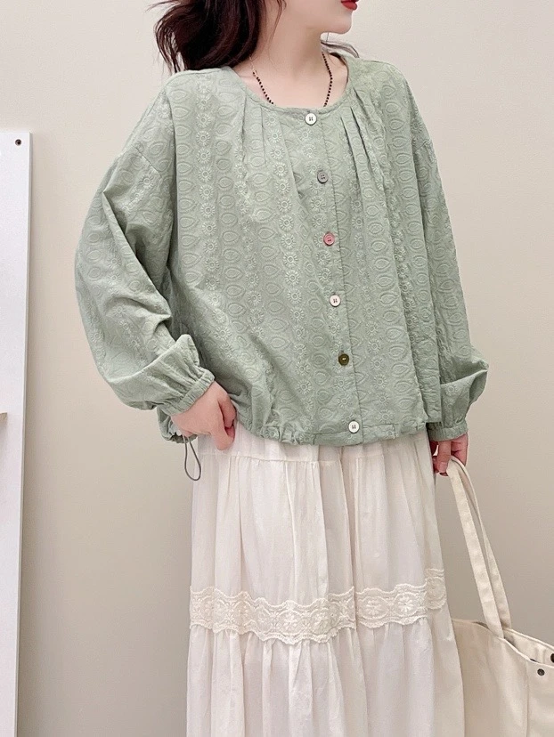 201#-300#吉合森系女装宽松大码重工刺绣休闲时尚百搭衬衫