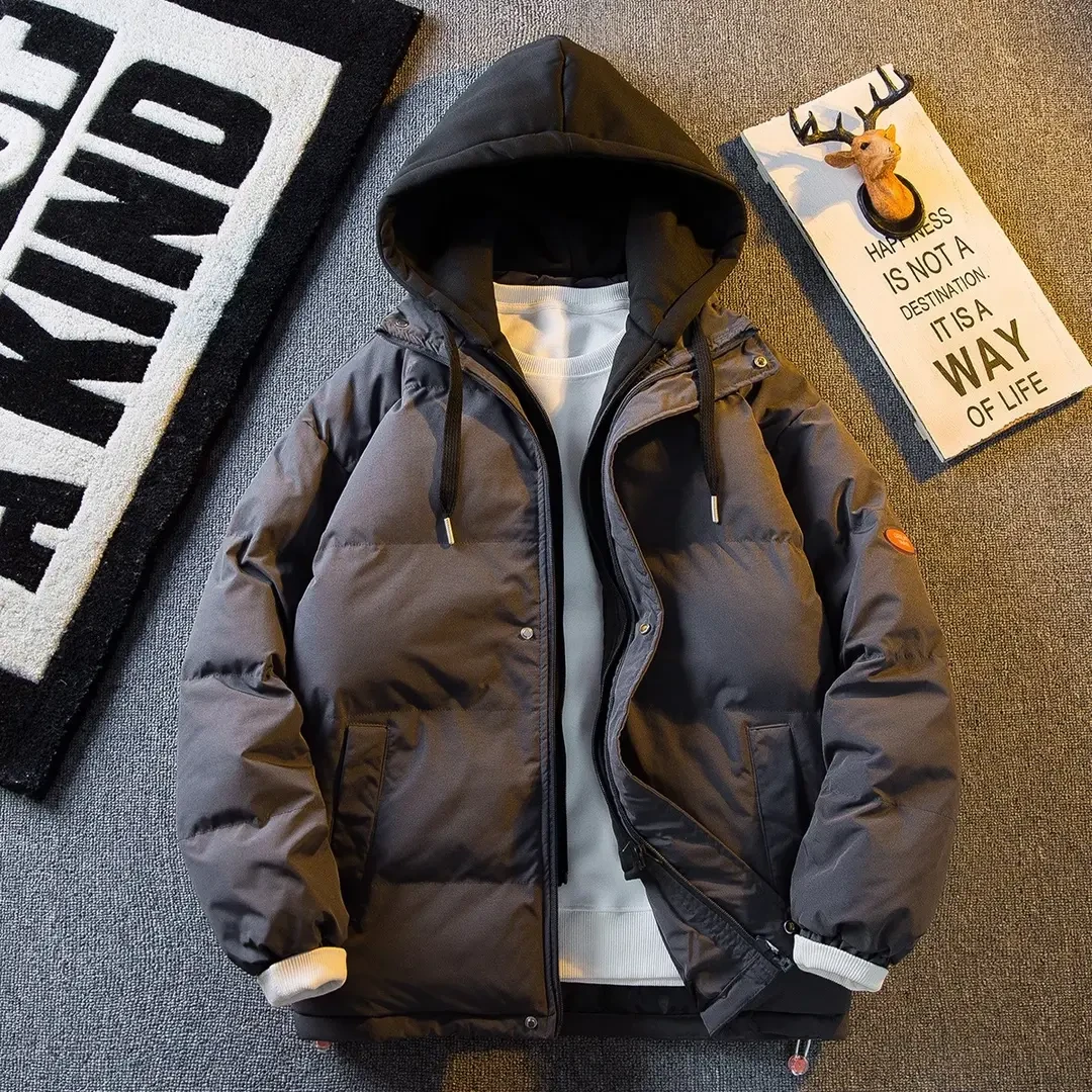 仓石一树潮牌连帽假两件棉衣男冬季加厚蓬松感保暖棉服外套面包服