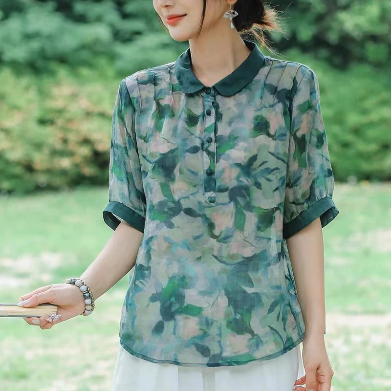 夏季宽松显瘦文艺复古休闲设计感【苎麻】套头小衫