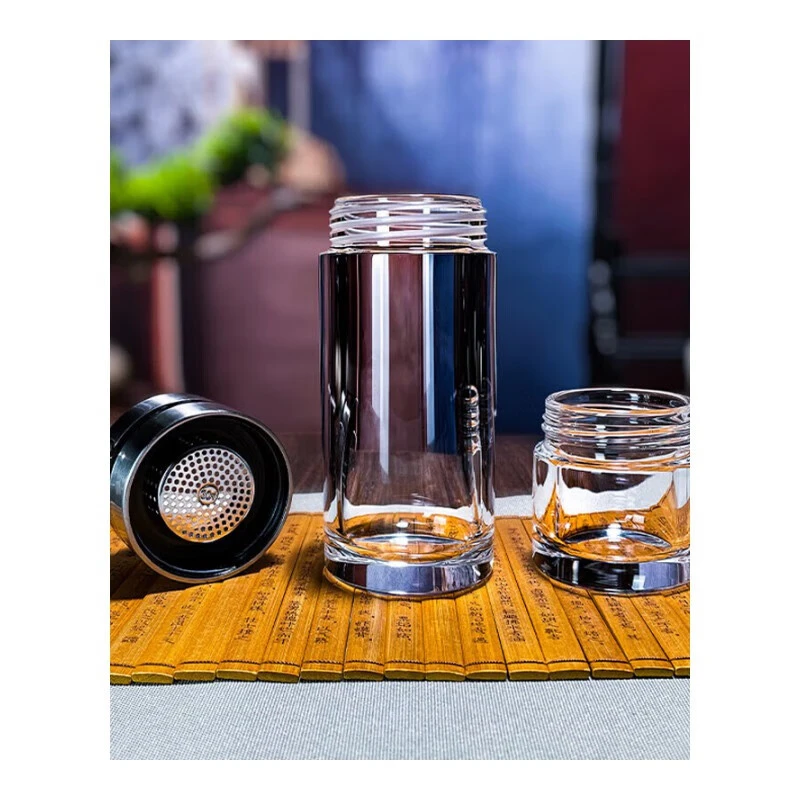 无铅水晶玻璃杯熔炼水晶杯水晶玻璃杯安享水晶茶安享双头茶水分离