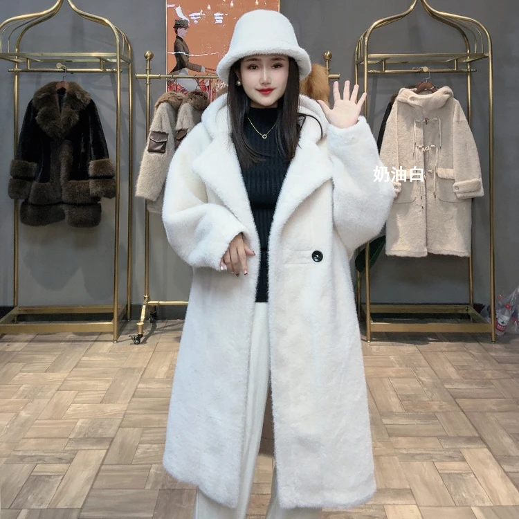 【暖鑫专属】洋气范儿款时尚欧货外套气质女士外套冬季（衣长100cm）