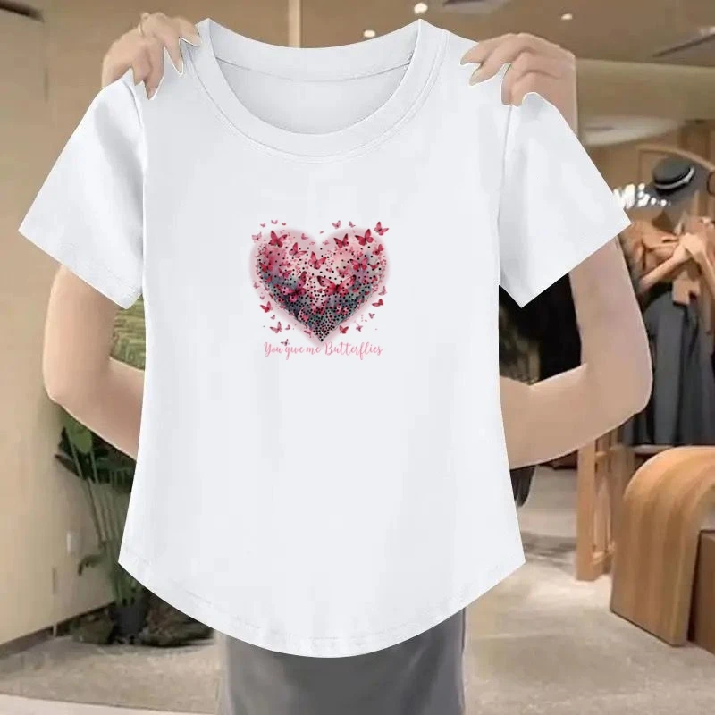 纯棉短袖t恤女爆款2024新款潮流ins上衣洋气设计感宽松正肩体恤衫