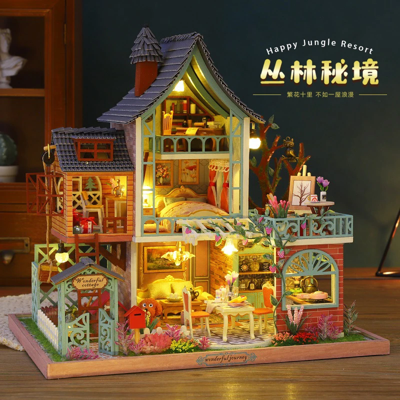 佳特diy小屋丛林秘境创意别墅模型DIY手工拼装礼物送女友大型摆件