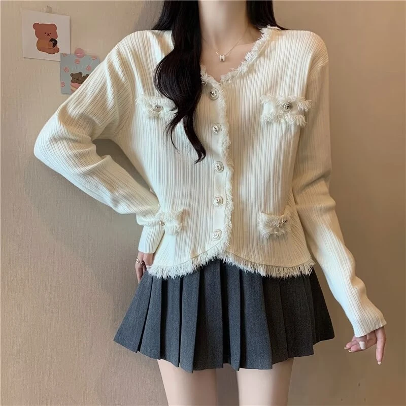 胖MM小香风针织衫毛衣春秋显瘦气质短款设计法式百搭秋季温柔小众