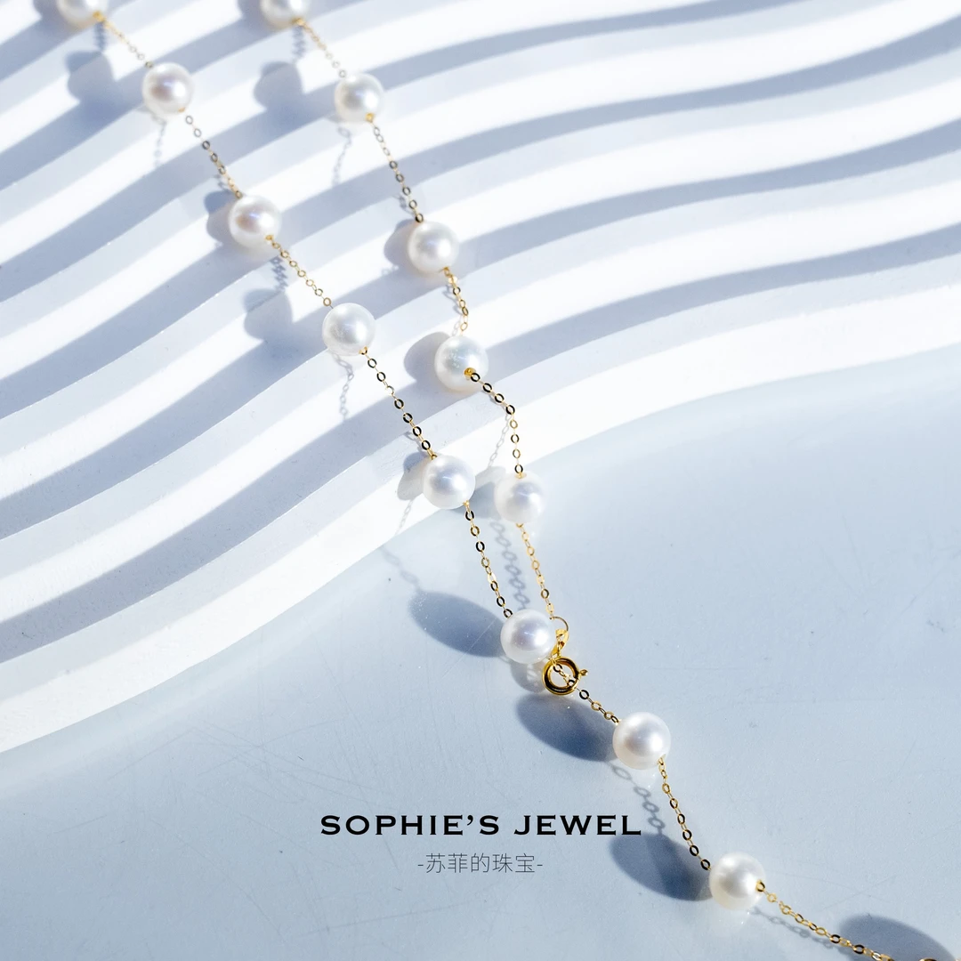 【肯叔严选】18K金淡水珍珠满天星项链叠戴时尚百搭5.5-6mm23颗