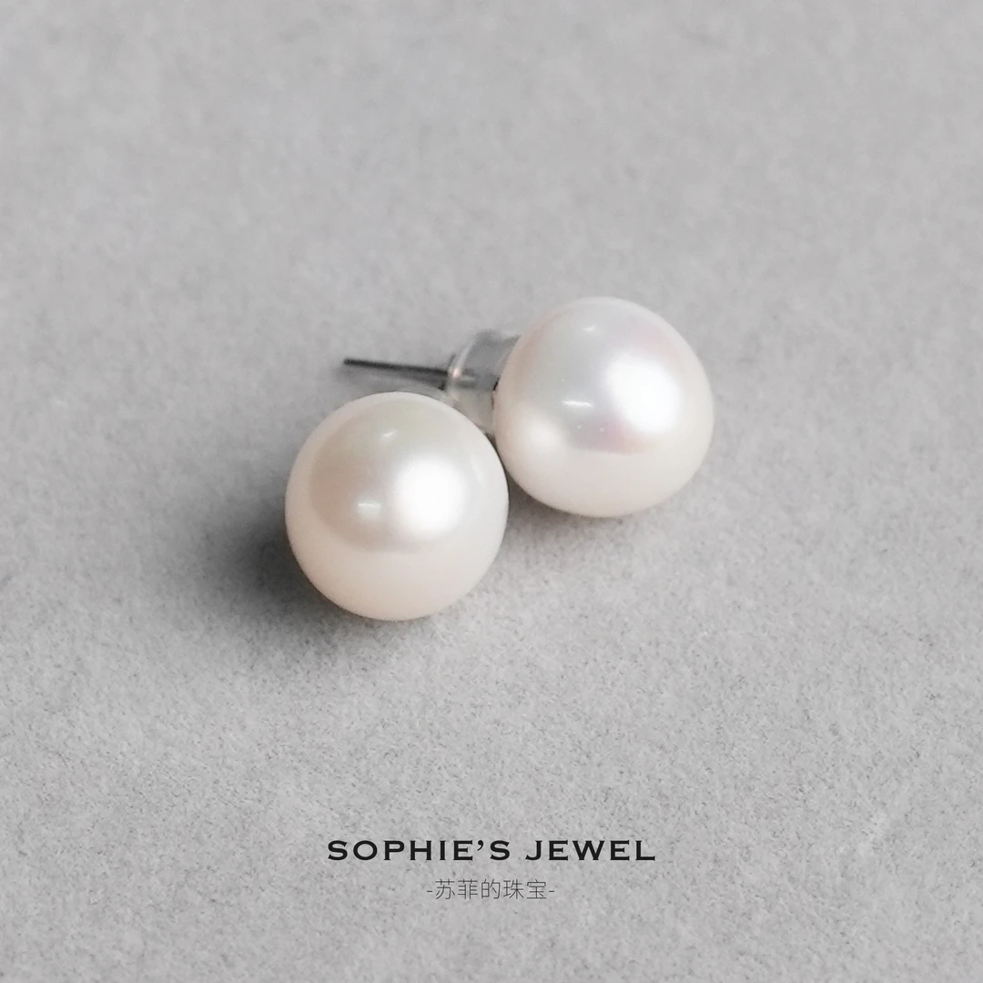【特选女王大耳钉】淡水无核珍珠空姐大耳钉非正圆10-11mm气质百搭