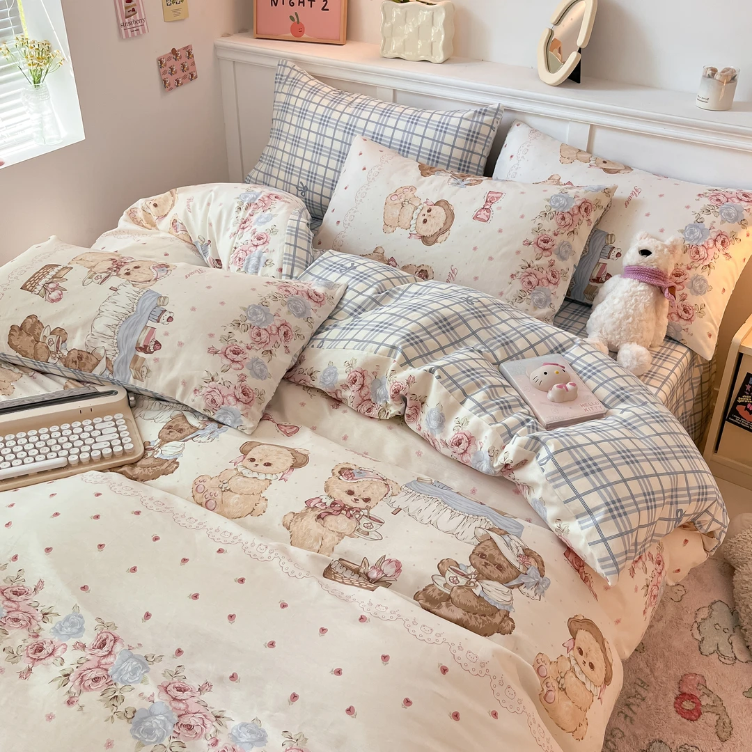 Heart Island【小熊软糖】全棉少女心卡通可爱公主100棉四件套宿舍