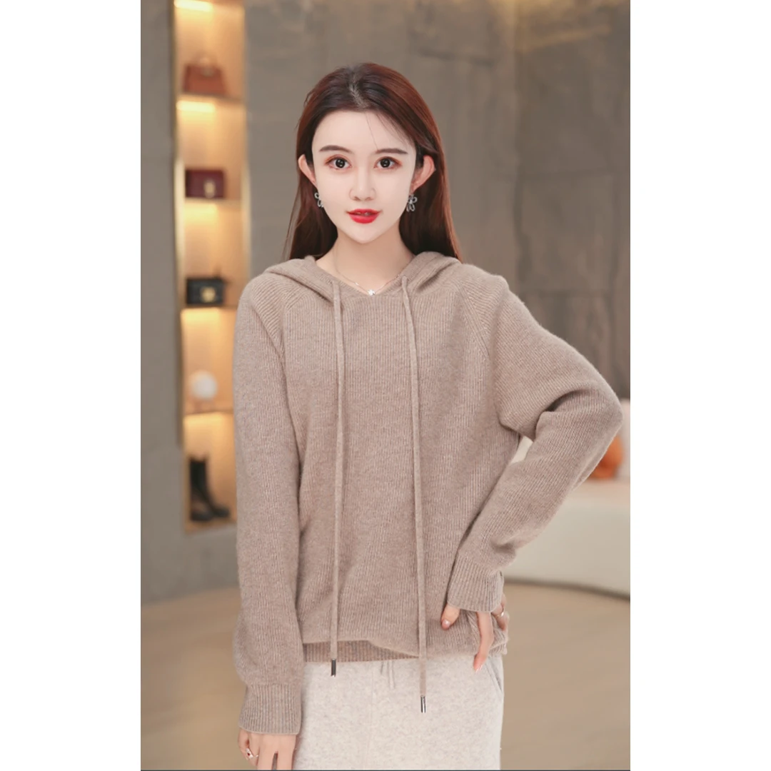 ZHANGLIXI《奶酥帽衫》羊绒衫经典纯色百搭帽衫加厚QHW173连帽