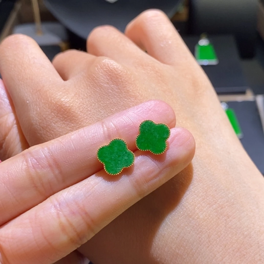 【闪购商品】翡翠耳饰18K金镶嵌耳钉