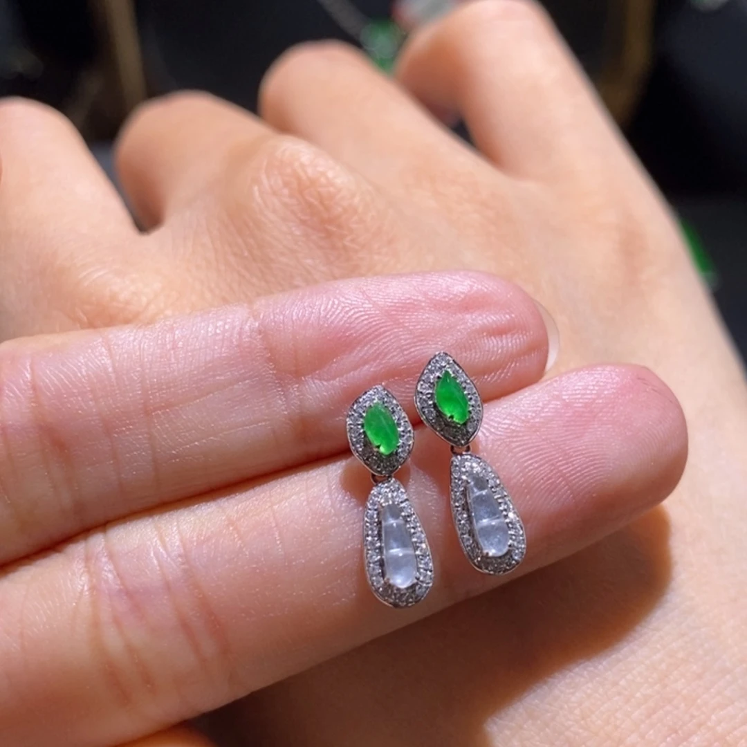 【闪购商品】翡翠耳饰18K金镶嵌耳钉