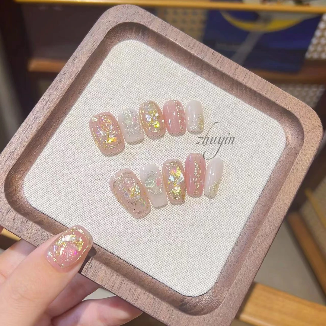 【宝石匣】祝音定制手工穿戴甲手绘贝壳碎片巴洛克穿戴式美甲小红书