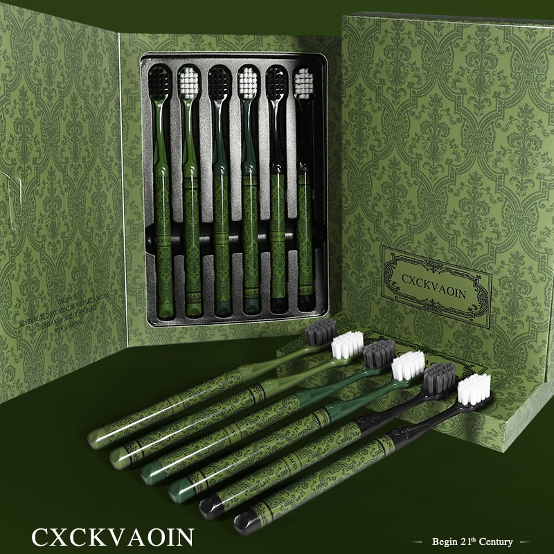 CXCKVAOIN礼盒装森旅软毛牙刷手柄洁净护龈6支家庭装礼盒
