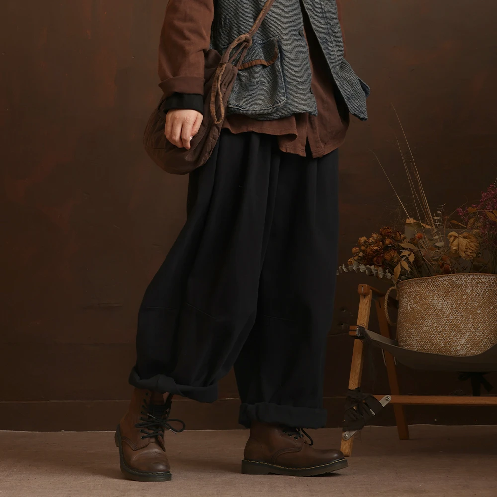 原创设计纯棉文艺宽松休闲裤 37812