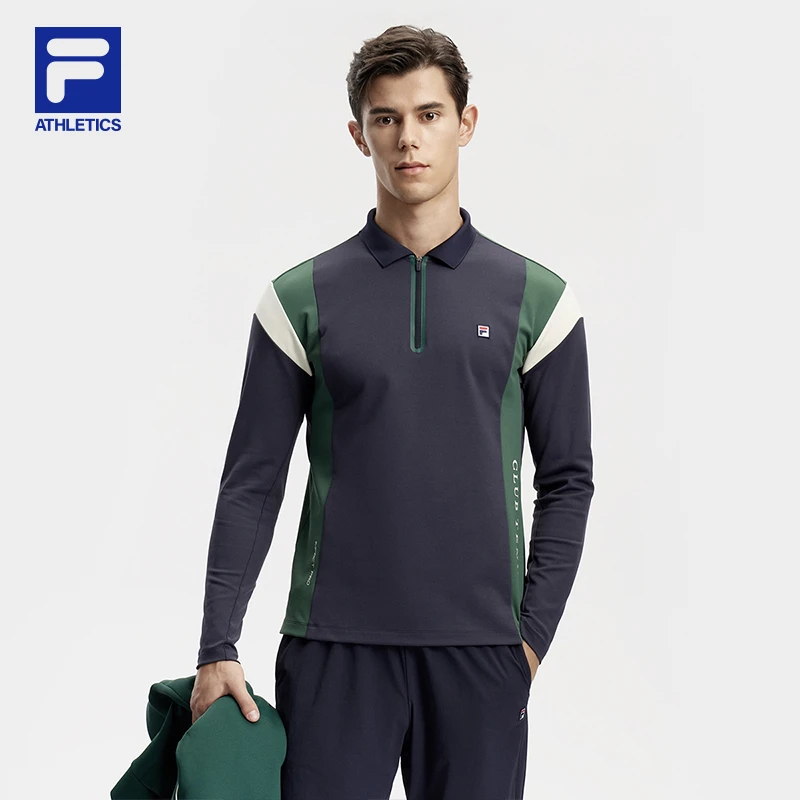 Fila/斐乐男子【高弹微磨毛网球POLO衫】户外运动长袖A11M413203F