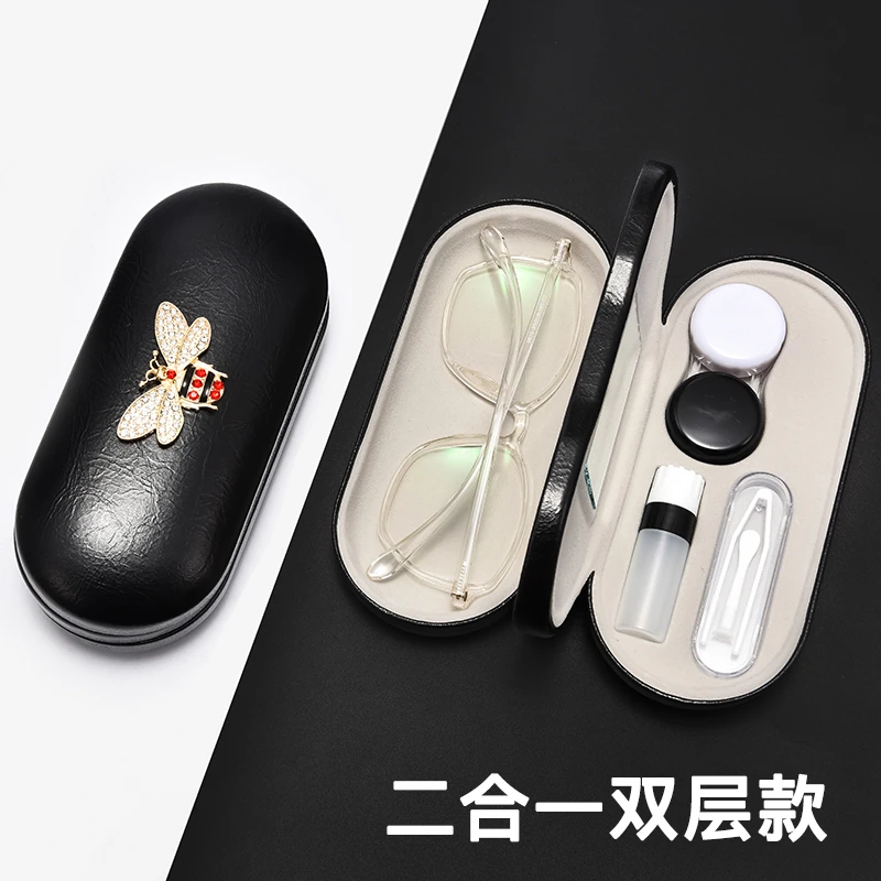 二合一双层两用眼镜盒高级感防抗压便携女款收纳眼镜保护盒子