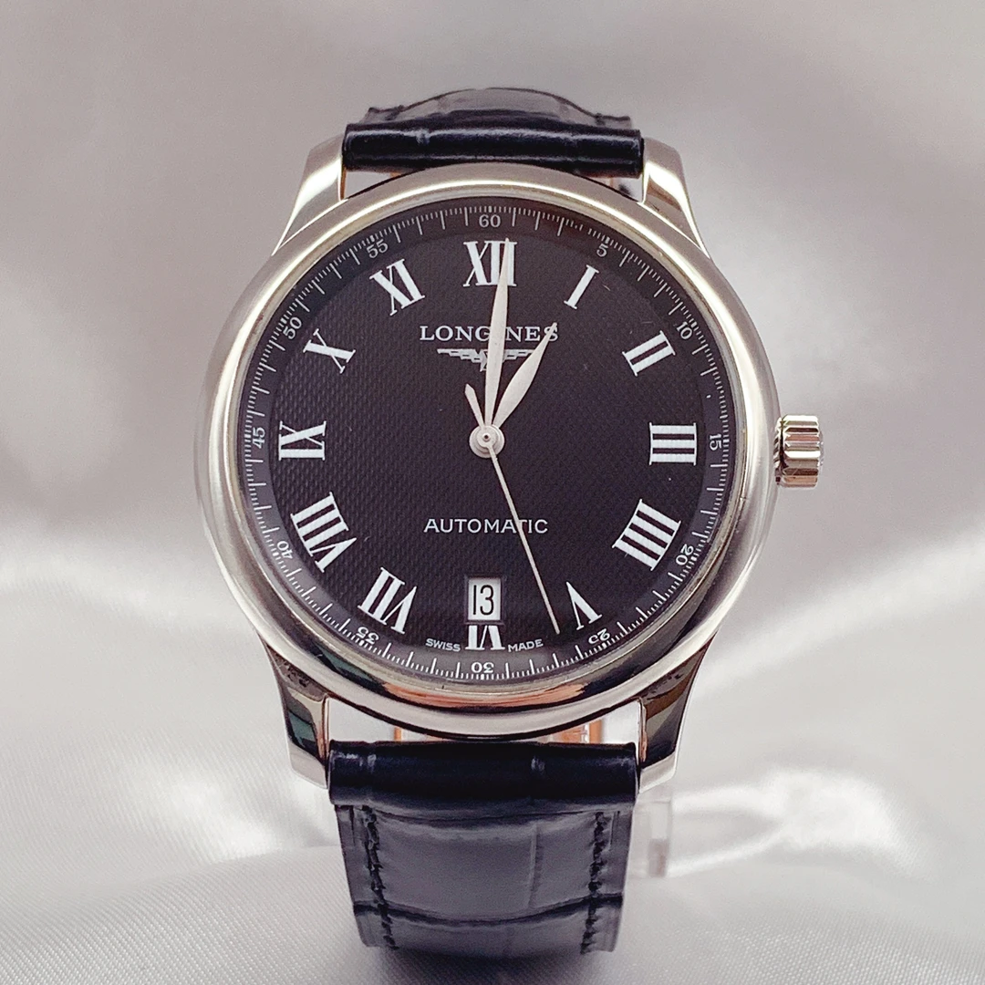 95新 Longines/浪琴 正品名匠自动男表黑盘罗马刻精钢38.5mm