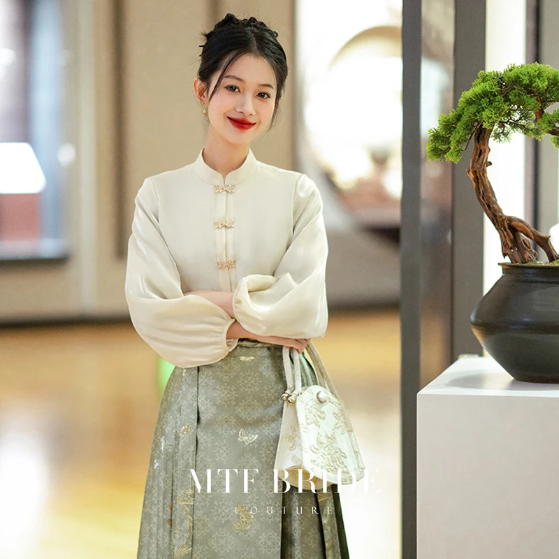 满庭芳【青落江南】新中式马面裙中国风上衣日常套装女通勤改良汉服