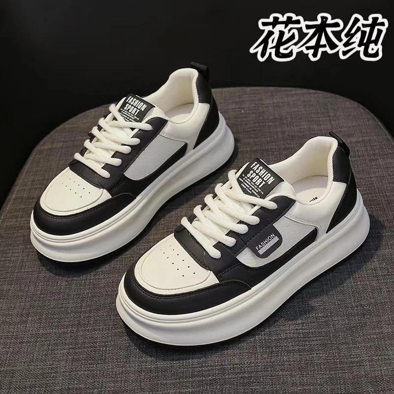 【花本纯】A-1真皮休闲板鞋新款舒适百搭平底增高韩版时尚品牌女鞋