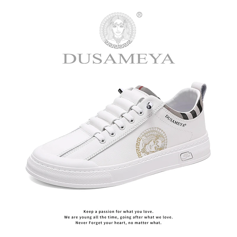 DUSAMEYA/杜莎米娅秋冬款新品男士免系鞋带轻奢港风百搭时尚板鞋