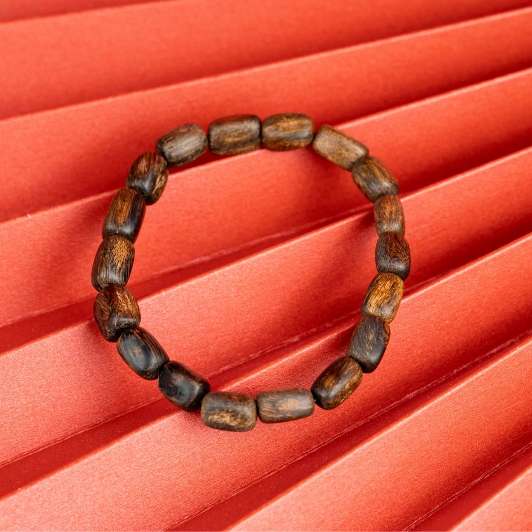 富森红土虫漏随型珠沉水单圈素款沉香手串