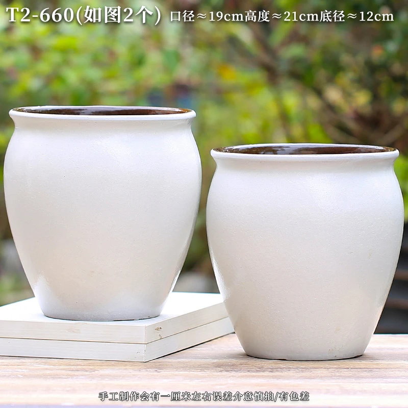 T2-660多肉老桩花盆陶瓷植物创意个性大小口径粗陶高款家用大号