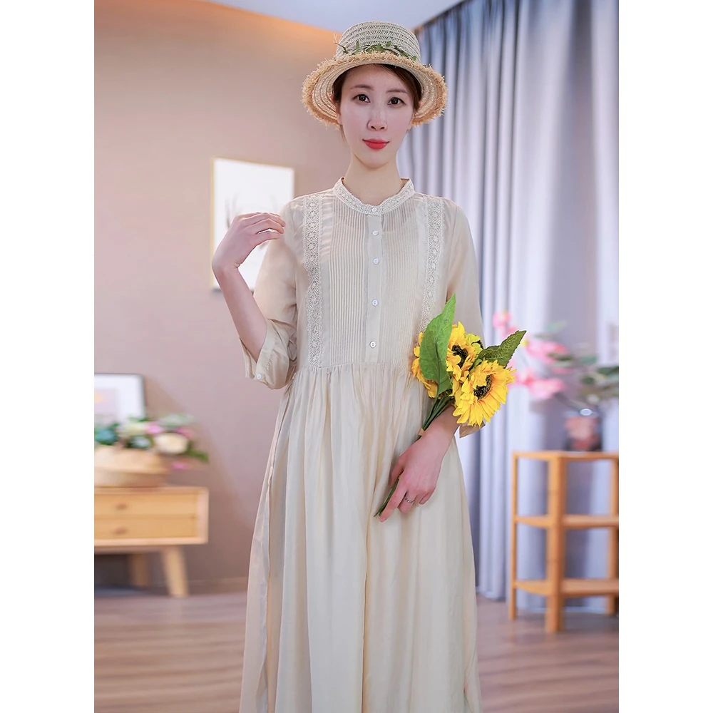 【太阳花】2024新款高级感重工法式气质蕾丝镂空天丝连衣裙夏季女